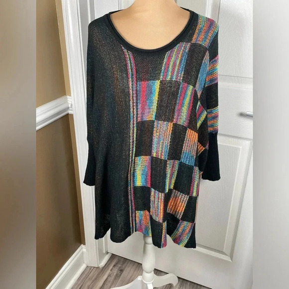 💕 SIMPLY COUTURE ~ Multicolored Checkered Pattern Sweater Medium - Picture 5 of 8